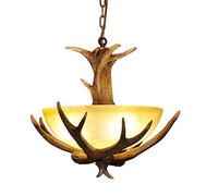 KXEcoLife Lámpara de Techo Estilo araña rústica Retro de Resina sintética con diseño de Cuernos, Cristal Esmerilado, Ideal para cocinas, restaurantes, Islas de Cocina, dormitorios, lofts y p