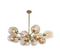 KXEcoLife Lámpara de Techo Golden Branch Lighting para Dormitorio, lámpara de araña E27 con Grandes moléculas, Sputnik Durante la iluminación con Pantalla de Vidrio soplado a Mano Color coña