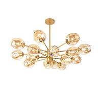 KXEcoLife Lámpara de Techo Golden Branch Lighting para Dormitorio, lámpara de araña E27 con Grandes moléculas, Sputnik Durante la iluminación con Pantalla de Vidrio soplado a Mano Color coña