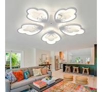 KXEcoLife Lámpara de Techo LED Regulable con Forma de Flor y Mando a Distancia, lámpara de araña Moderna de 3000-6000 K para Dormitorio y Sala de Estar, 70 cm, Color Blanco.