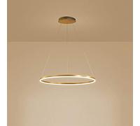 KXEcoLife Lámparas Colgantes de 1 luz, araña de aro Circular Individual, lámpara Colgante LED Ajustable para Sala de Estar, Dormitorio y Comedor, Color Dorado + Blanco cálido - 40 cm, 25 W