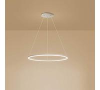 KXEcoLife Lámparas Colgantes de 1 luz, araña de un Solo Anillo Circular, lámpara Colgante LED Ajustable para Sala de Estar, Dormitorio y Comedor, Color Blanco con atenuación Continua, 60 cm,