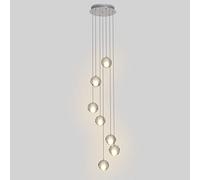 KXEcoLife Lámparas Colgantes de 7 Bolas de Cristal, lámpara de araña Moderna con Altura Ajustable para Sala de Estar, Pasillo en Espiral, luz Blanca cálida - G4 21W