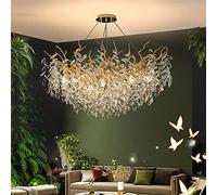 KXEcoLife Lámparas de araña Modernas de Cristal con Forma de Rama de árbol Dorada, lámparas Colgantes Redondas para Techo, Ideales para Comedor, Dormitorio y Sala de Estar.