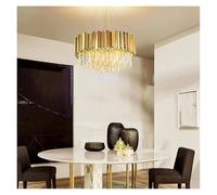 KXEcoLife Lámparas de araña Modernas de Estilo Art Déco Dorado, de Acero Inoxidable y Cristal, con Acabado Brillante y Colgantes de mármol para Comedor (Forma Redonda de 40 cm).