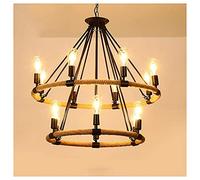 KXEcoLife Lámparas de Techo, candelabros, luz Vintage, iluminación de Techo, candelabro de Cuerda de cáñamo, Tejido a Mano, Creativo, antioxidante y Duradero, Firme y Estable, para Comedor,