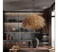 KXEcoLife Lámparas Vintage de ratán Tejido a Mano, candelabros WABI-sabi, candelabros Retro rústicos, para Cocina, vestíbulo, Comedor, Entrada, Pasillo, Acabado en níquel Pulido.