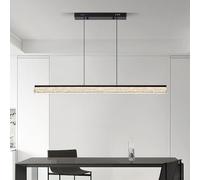 KXEcoLife Modern Rustic Wood Linear Pendant Light for Kitchen Island Adjustable Minimalist Dining Chandelier Stylish Over Table Lighting Fixture