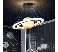 KXEcoLife Nueva lámpara Colgante Comercial para niños, LED, Estilo Retro clásico, para vestíbulo, lámpara Colgante de Globo terráqueo de 36 W, atenuación de 3 Colores, para vestíbulo, Cama d