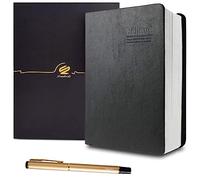 KXF A5 Thick Lined Notebook with Black Faux Leather Cover Daily Journal Notepad Travel Memo Diary Sketchbook for Writing Work Bible Study, 720 Pages, with pen and Gift Box Set