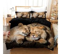 KXHHYB Funda de edredón León 220x240, juego de cama León 3D de microfibra y funda de almohada con estampado de león marrón moderno con cremallera oculta (Estilo 1, 220 x 240 cm)