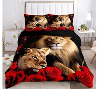 KXHHYB Juego de ropa de cama de 135 x 200 cm, diseño de león negro, cremallera oculta, reversible, funda nórdica moderna y funda de almohada de león marrón (estilo 3, 135 x 200 cm)