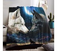 KXHHYB Manta con Patrón de Lobo 130x150cm, Manta de Franela 3D para Niños con Estampado de Lobo, Manta de Animales Salvajes Cómoda y Transpirable para Sofá, Camping para Niños y Adultos (A, 130 x 150