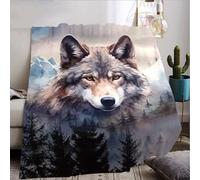 KXHHYB Manta con patrón de lobo 150x200cm, manta de franela para niños 3D con estampado de lobo, manta de sofá de animales salvajes cómoda y transpirable, para camping para niños y adultos (B