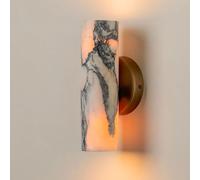 KXKLGWHN Aplique de pared cilíndrico de 9,4 pulgadas, lámpara de pared con base de metal y pantalla de mármol, aplique de pared de alabastro de 2 cabezales, lámparas de pared con iluminación hacia arr