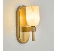 KXKLGWHN Aplique de pared de alabastro natural de 11,8 pulgadas, con conexión de cable mediante tornillo E26, lámpara de pared de metal y mármol de estilo medieval, luminaria decorativa para sala de e