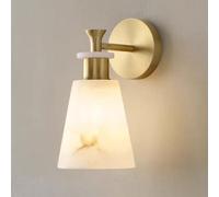 KXKLGWHN Aplique de pared de alabastro natural de 9,8 pulgadas, estilo industrial nórdico, para interiores, con conexión de cable mediante tornillo E26, ideal para dormitorios, pasillos y porches.