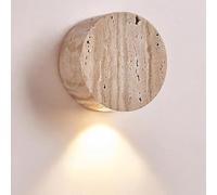 KXKLGWHN Aplique de pared de estilo minimalista nórdico en travertino amarillo, conexión de cable G4 con tornillo, lámpara de pared redonda de piedra natural de 9,9 cm (3,9 pulgadas), luminaria decora