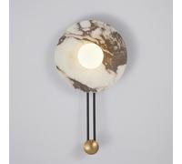 KXKLGWHN Aplique de pared de mármol natural estilo industrial nórdico, lámpara de pared redonda de piedra de 29 cm (11,4 pulgadas), lámpara de pared interior con conexión eléctrica, luminaria decorati