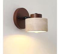KXKLGWHN Aplique de pared interior con casquillo E26, lámpara de pared de estilo minimalista moderno, aplique de pared de travertino amarillo natural con ángulo ajustable, base de madera, luminaria de