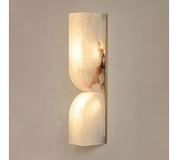 KXKLGWHN Aplique de pared LED de luz cálida en alabastro natural, lámpara de pared de cobre de estilo industrial nórdico, lámpara de pared de mármol de 35 cm, luminarias decorativas para sala de estar