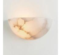 KXKLGWHN Aplique de pared LED de luz cálida en alabastro natural, lámpara de pared de mármol de estilo nórdico minimalista, luz de pared interior con conexión eléctrica, luminaria decorativa para mesi