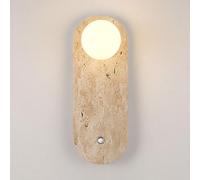 KXKLGWHN Aplique de pared moderno de estilo industrial en travertino amarillo, lámpara de pared para interiores con conexión eléctrica fija, aplique de pared de piedra natural de 37,8 cm, luminaria de