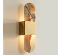 KXKLGWHN Aplique de pared ovalado de piedra natural de 30 cm, lámpara de pared de jade de estilo moderno y lujoso, luz LED cálida con conexión por cable, luminaria decorativa para sala de estar, dormi