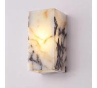 KXKLGWHN Aplique de pared rectangular de estilo minimalista moderno, luz LED cálida, lámpara de pared de mármol natural, conexión por cable, luminaria decorativa para mesita de noche, pasillo y entrad