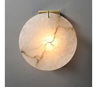 KXKLGWHN Aplique de pared redondo de 7,8 pulgadas, con casquillo E14, lámpara de pared de mármol y latón, aplique de pared de alabastro de estilo minimalista moderno, luminaria decorativa para pasillo