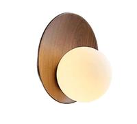 KXKLGWHN Aplique de pared redondo de 7,8 pulgadas, lámpara de pared vintage de madera de nogal con pantalla de cristal esférica, luz de pared con rosca G9, luminaria decorativa para mesita de noche, p