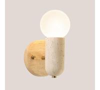 KXKLGWHN Lámpara de pared amarilla de travertino con casquillo E26, aplique de pared de piedra natural de 20,8 cm (8,2 pulgadas), conexión cableada, iluminación interior de pared, luminarias decorativ