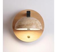 KXKLGWHN Lámpara de pared de estilo industrial nórdico en travertino amarillo natural, con interruptor, aplique de pared con conexión eléctrica fija para interiores, luminaria decorativa para dormitor