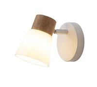 KXKLGWHN Lámpara de pared de madera de estilo japonés, aplique de pared con pantalla de vidrio esmerilado creativo, lámpara de pared de un solo cabezal con base E27, accesorios de iluminación montados