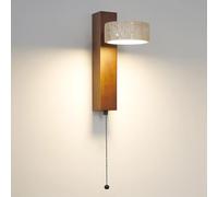 KXKLGWHN Lámpara de pared LED de luz cálida color amarillo natural, estilo Wabi Sabi, con interruptor tipo cremallera, base de madera de nogal, luminaria decorativa para entrada de escaleras de dormit