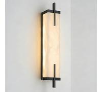 KXKLGWHN Lámpara de pared LED de mármol natural con luz cálida, aplique de pared de alabastro de 23,6 pulgadas, lámpara de pared interior de estilo industrial moderno, luminaria decorativa para mesita