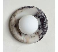 KXKLGWHN Lámpara de pared minimalista nórdica con casquillo G9, aplique redondo de mármol, aplique de pared de piedra natural de 20 cm, luminaria decorativa para tocador, sala de estar y mesita de noc