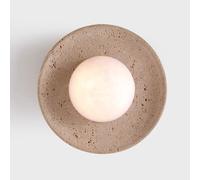 KXKLGWHN Lámpara de pared redonda de 9,8 pulgadas, aplique de pared de travertino amarillo de estilo minimalista nórdico, lámpara de pared interior con rosca G9, luminaria decorativa para dormitorio,