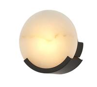 KXKLGWHN Lámpara de pared redonda de alabastro natural de 7 pulgadas, estilo industrial nórdico, con conexión de cableado fijo, aplique de pared interior con tornillo G9, luminaria decorativa para dor