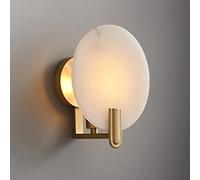 KXKLGWHN Lámpara de pared redonda de mármol de 9 pulgadas, aplique de pared de estilo minimalista medieval con conexión de cable fijo, luz de pared interior de alabastro natural, luminaria decorativa