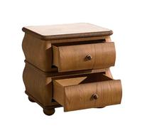 KXPSWGE Mesita de Noche Retro con 2 cajones,mesita de Noche de Madera Maciza,Gran Capacidad,Mesa Auxiliar con Patas de Madera Maciza para Dormitorio, Salón