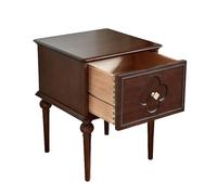 KXPSWGE Mesita de Noche Retro con cajones, Nogal,Mesilla Noche con Asas y guías de Metal,Gran Capacidad,Mesa Auxiliar con Patas de Madera Maciza para Dormitorio, Saló