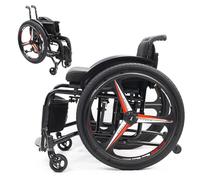 KXPSWGE Silla de ruedas aluminio plegable,Silla de ruedas deportiva, Silla de ruedas autopropulsada,diseño de doble freno, Freno de mano, liberación rápida(A)