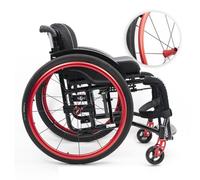 KXPSWGE Silla de ruedas deportiva plegable for adultos | Silla de ruedas ultraligera,Silla de ruedas portátil de transporte de aluminio(Red,Seat width 40cm/15.7in)