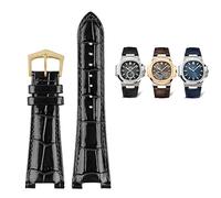 KXQYIKYI 25x13 mm Notch Correa de reloj de cuero genuina + conector para Patek Philippe Nautilus 5711 5726 5712G Pulsera de pulsera de banda de vigilancia