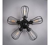 KXQYIKYI 5 Luces Retro Retro Iron Vintage Indurial American Creative Fan Lámpara de Techo de Techo Café NT Cocina Barro Decciones de luz de luz de Pared