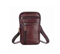 KXQYIKYI Bolso de cuerpo cruzado hombres portátiles de teléfonos móviles para hombres Cinturón de cuero Clip de cuero bolsillo de mochilas cruzadas de hombro mochila (marrón)