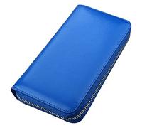 KXQYIKYI Cartera de cuero con bloqueo para negocios, cartera larga con cremallera, monedero para teléfono, moderno, Blue, Talla única
