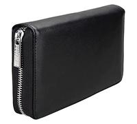 KXQYIKYI Cartera de cuero con bloqueo para negocios, cartera larga con cremallera, monedero para teléfono, moderno, Black, Talla única