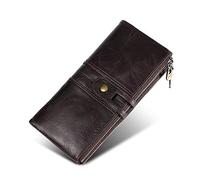 KXQYIKYI Cartera para Mujer Tarjetero de Cuero Genuino Carteras de Embrague Largas Vintage Monedero para teléfono de Viaje con Bloqueo RFID, Marrón Oscuro, HEHDOOEBH-B0B6PRQMXN